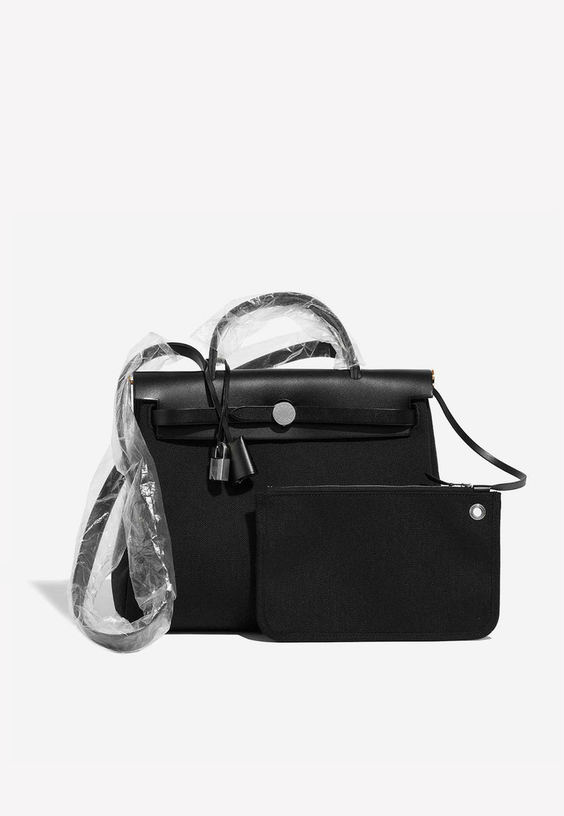 Herbag 31 in Black Toile and Vache Hunter Leather with Palladium Hardware
