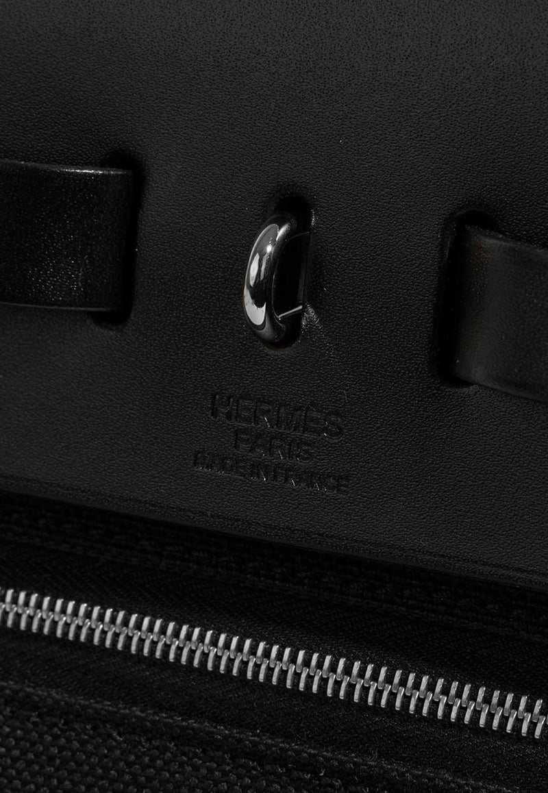 Herbag 31 in Black Toile and Vache Hunter Leather with Palladium Hardware