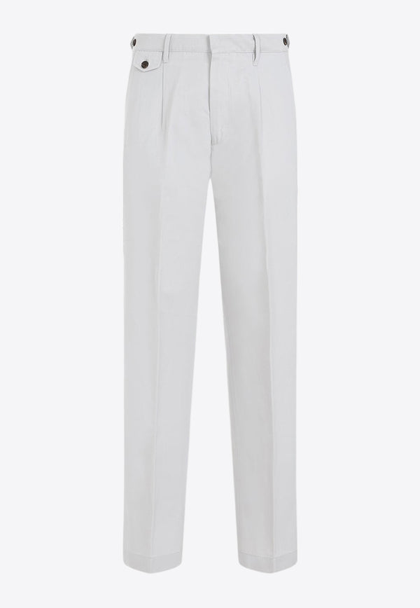 Linen-Blend Tailored Pants