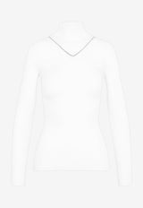 Bottega Veneta Turtleneck Crystal Sweater in Cashmere 42356412612789 707800.V26X0 9071 CHALK