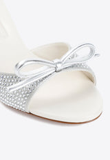 45 Crystal-Embellished Bow Leather Mules