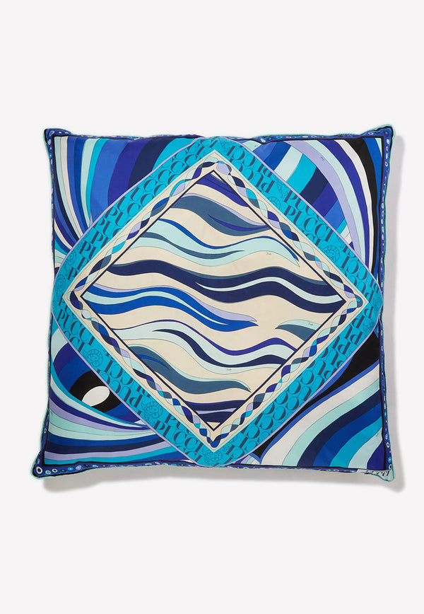 Emilio Pucci Patchwork-Print Silk-Twill Cushion Blue 3EAF92 3E052 1