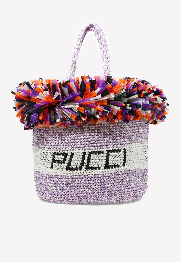 Emilio Pucci Large Fringe-Trimmed Logo Tote Bag Purple 3EBA20 3E906 A13