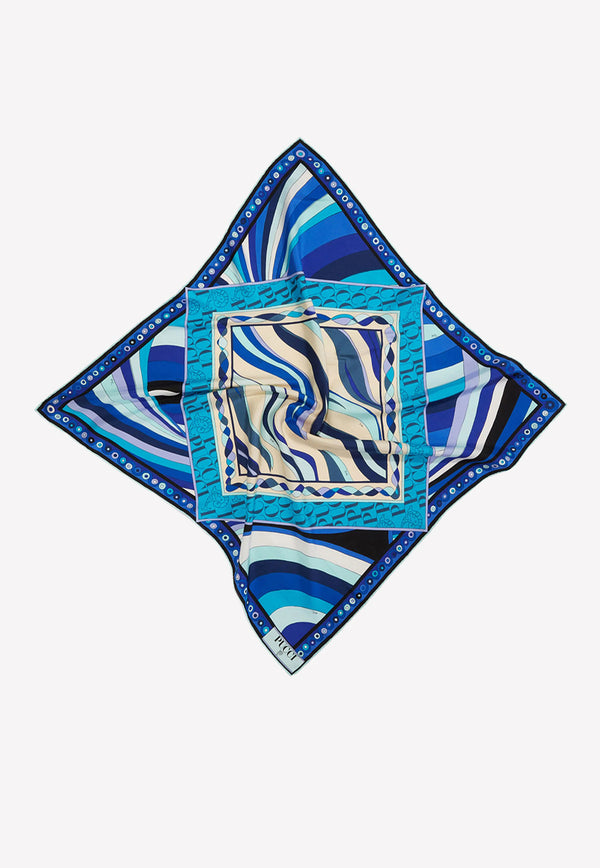Emilio Pucci Large Patchwork-Print Silk-Twill Scarf Blue 3EGB47 3EC27 1