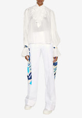 Emilio Pucci Fiamme Print Long-Sleeved Blouse 3ERJ30 3E677 090 White
