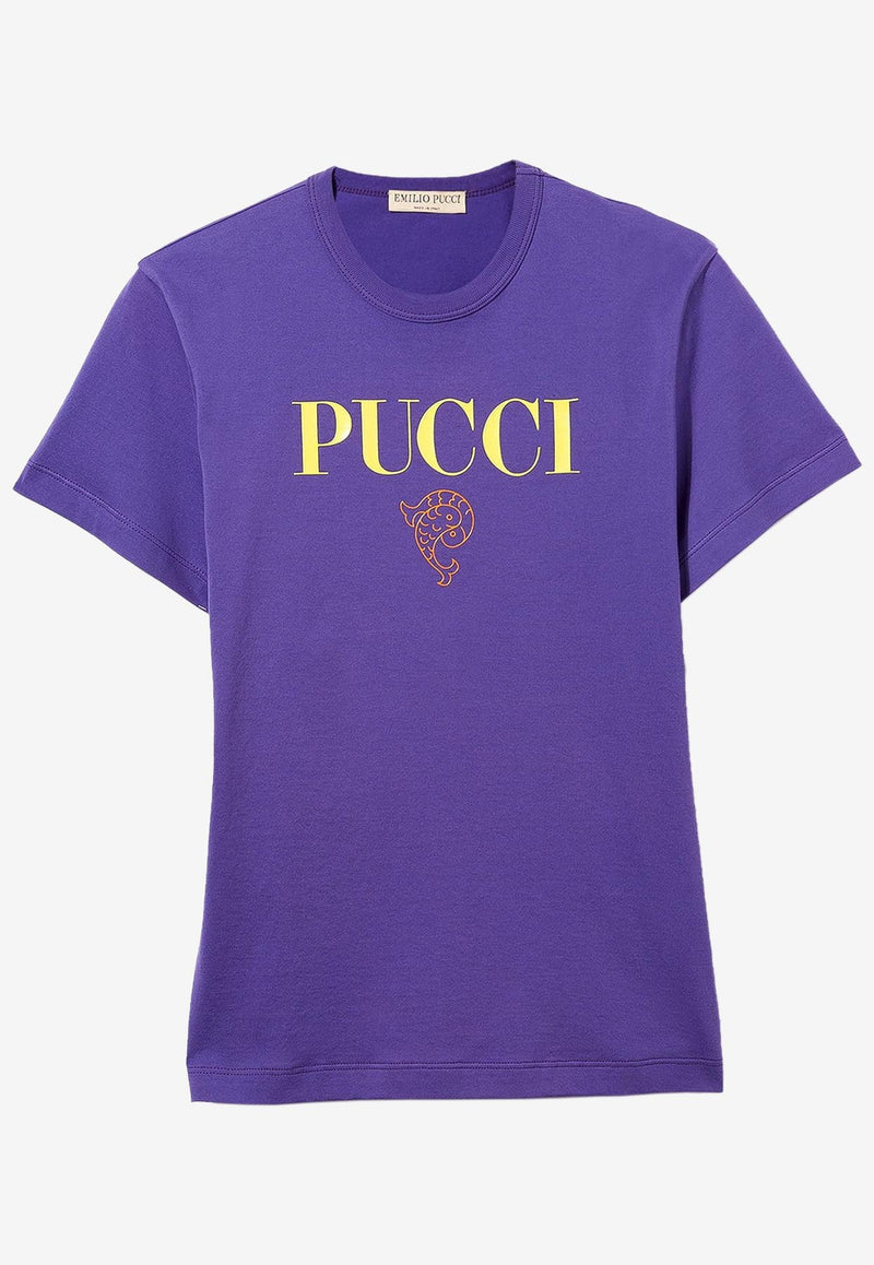 Emilio Pucci Logo Print Short-Sleeved T-shirt 3ETP75 3E985 131 Purple