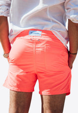 Les Canebiers Orange All-Over Saint-Tropez Embroidered Swim Shorts All Over Saint Tropez-Orange