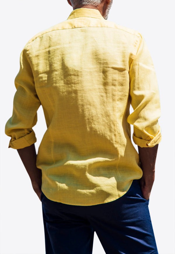Les Canebiers Yellow Divin Button-Up Shirt in Linen Divin Shirt-Yellow