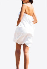 Les Canebiers White Marronnier Off-Shoulder Mini Dress with Sleeve Knots Marronnier-White