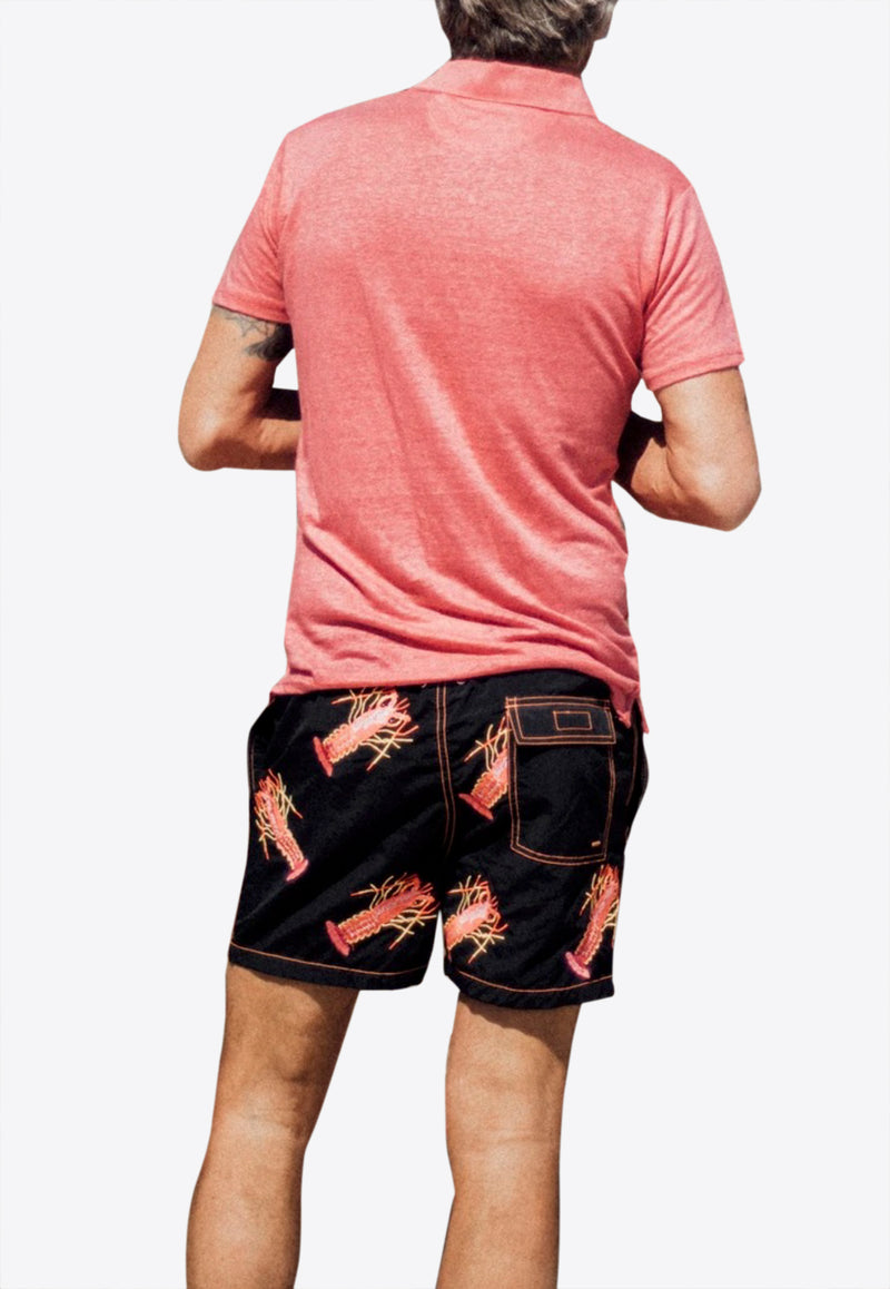 Les Canebiers Black Lobster All-Over Print Swim Shorts All Over Lobster-Black