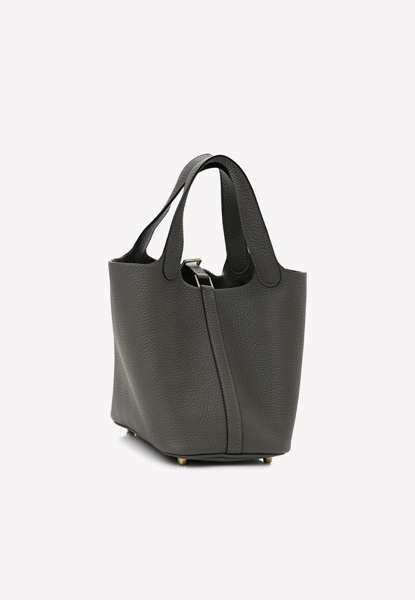Hermès Picotin Lock 18 PM in Gris Meyer Taurillon Clemence with Gold Hardware