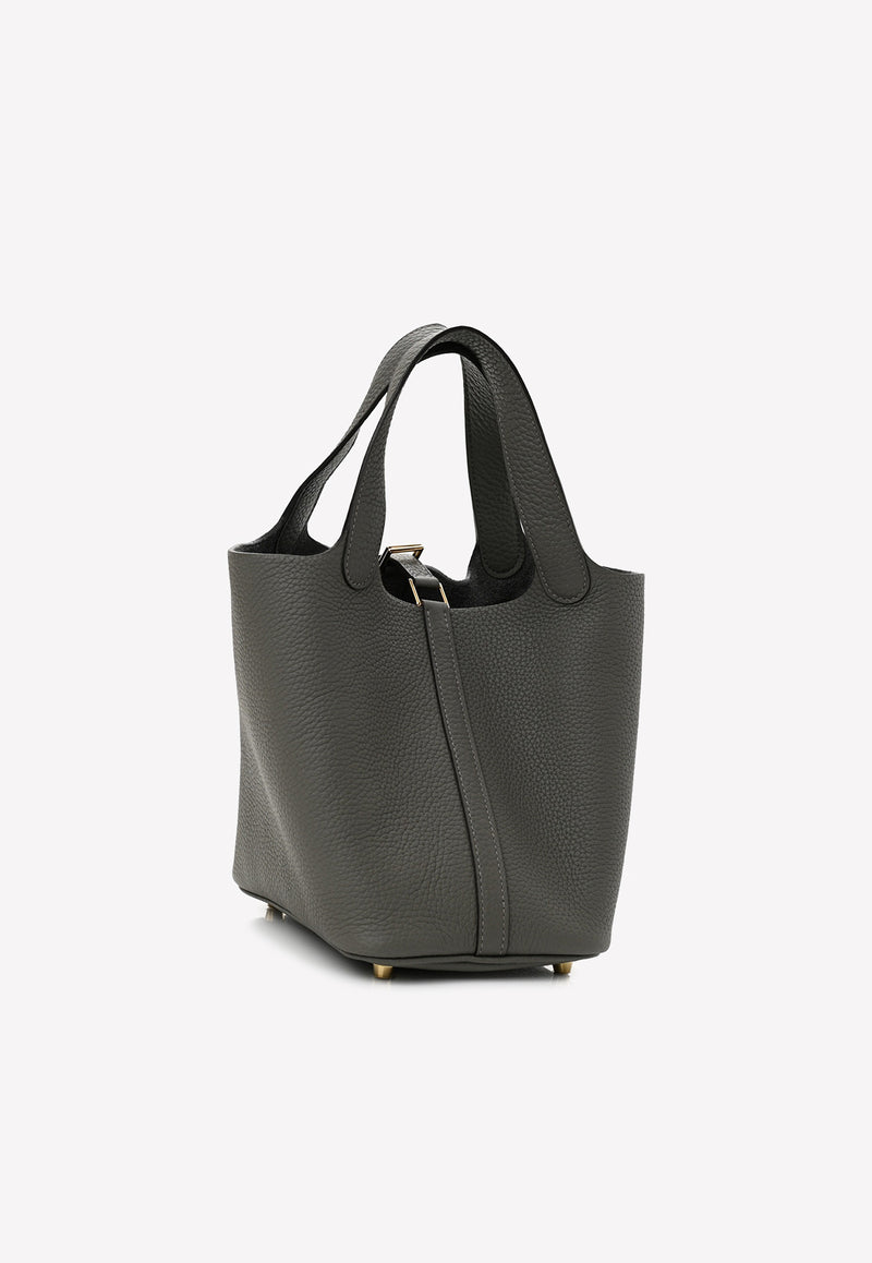 Hermès Picotin Lock 18 PM in Gris Meyer Taurillon Clemence with Gold Hardware