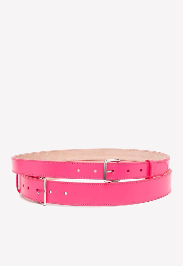 Alexander McQueen Double Buckle Belt in Calf Leather Pink 5941881BR215907