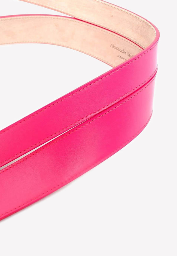 Alexander McQueen Double Buckle Belt in Calf Leather Pink 5941881BR215907