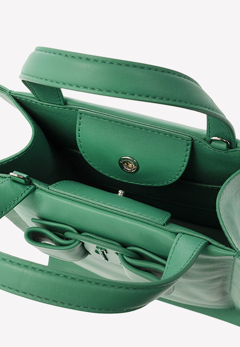 Salvatore Ferragamo Mini Viva Top Handle Bag in Calf Leather Emerald 212988 VIVA MINI 758967 EMERALD