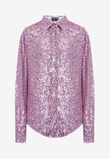 Tom Ford Sequined Silk Shirt Violet CA3204-FAE381 GV132