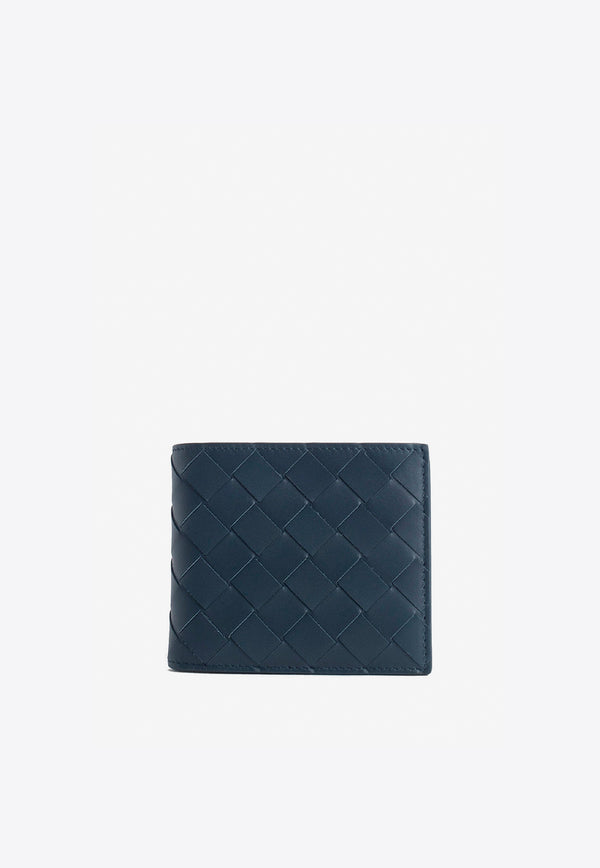 Bottega Veneta Bi-Fold Intrecciato Wallet in Calf Leather Navy 605721VCPQ4 3121