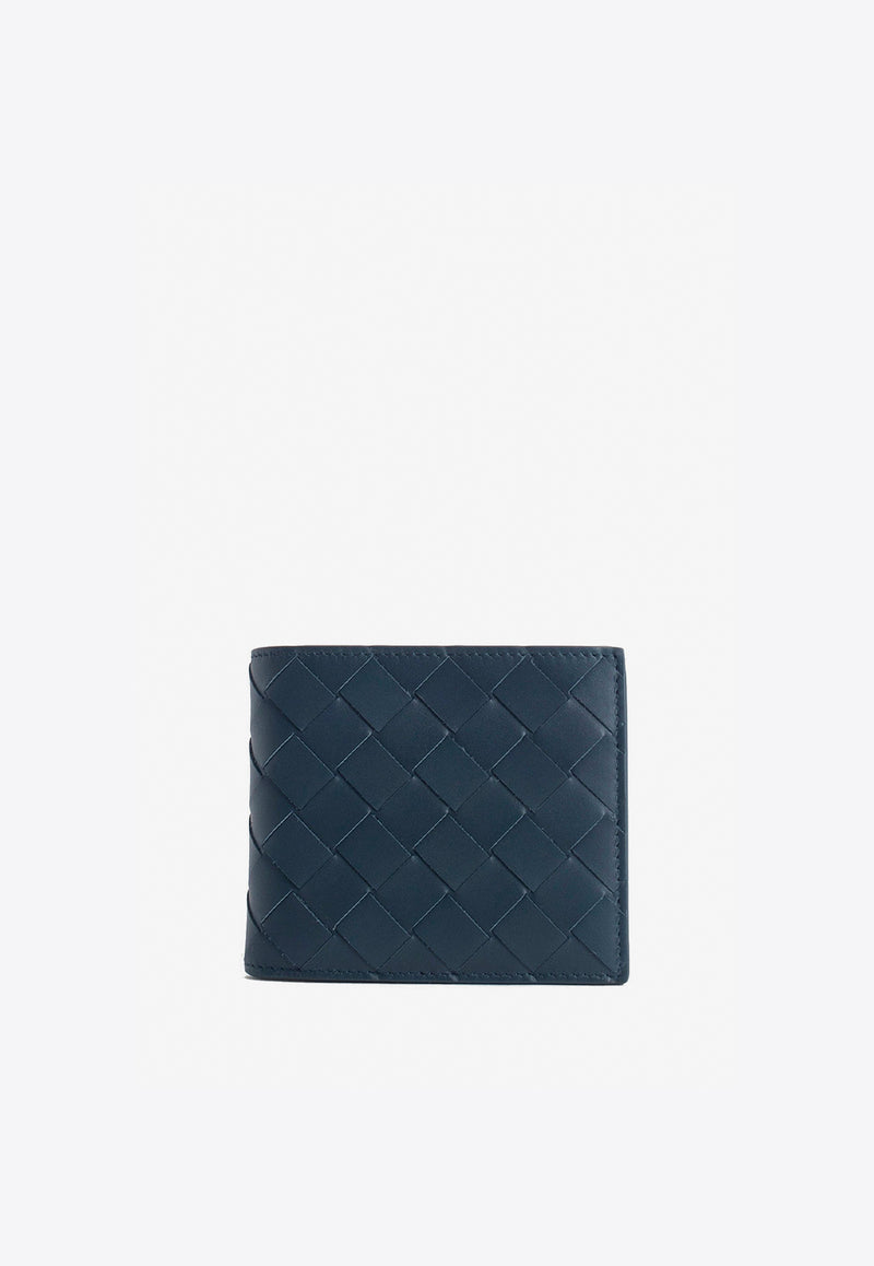 Bottega Veneta Bi-Fold Intrecciato Wallet in Calf Leather Navy 605721VCPQ4 3121