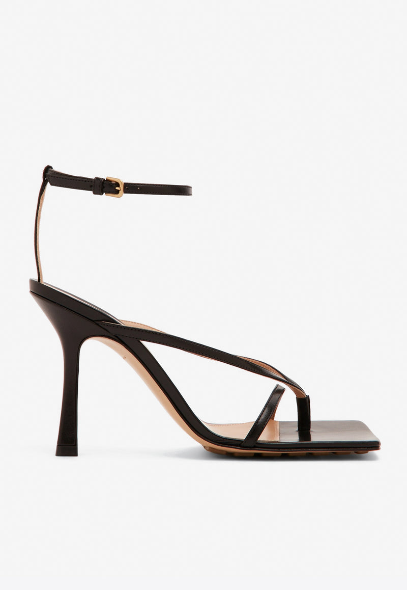 Bottega Veneta Stretch 90 Square-Toe Strappy Sandals Black 608835VBSF0 1000