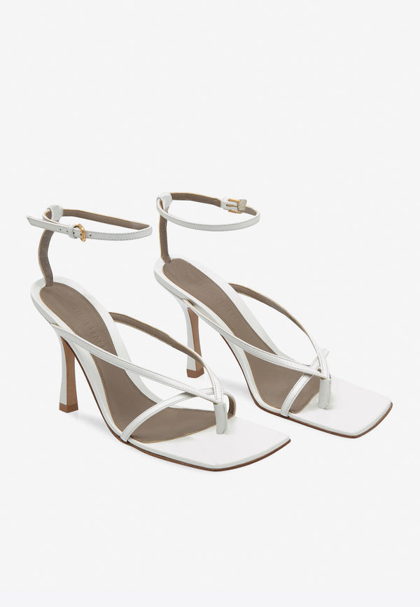 Bottega Veneta Stretch 90 Square-Toe Strappy Sandals Optic white 608835VBSF0 9122