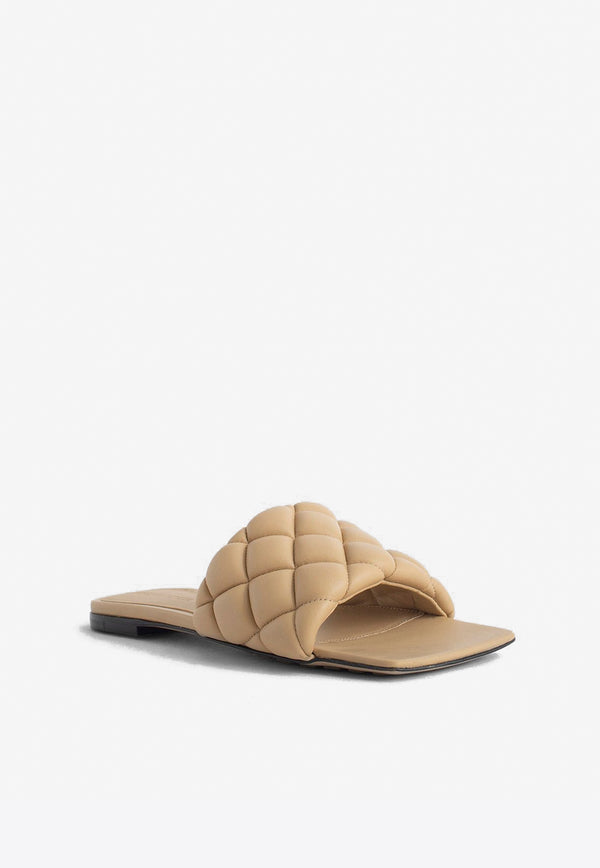 Bottega Veneta Padded Flat Sandals in Quilted Leather Nude 627710VBRR0 2624