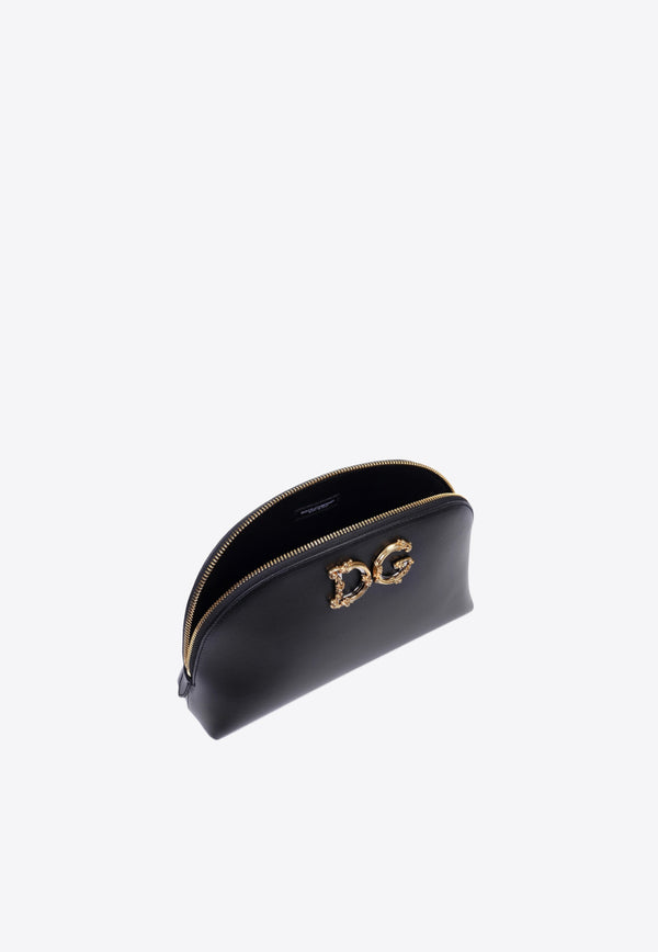 Dolce & Gabbana Cosmetic Leather Pouch with Baroque Logo-BI2924 AX121 80999