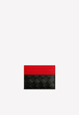 Bottega Veneta Intrecciato Leather Two-Tone Cardholder Black 635057VCPQ5 1126