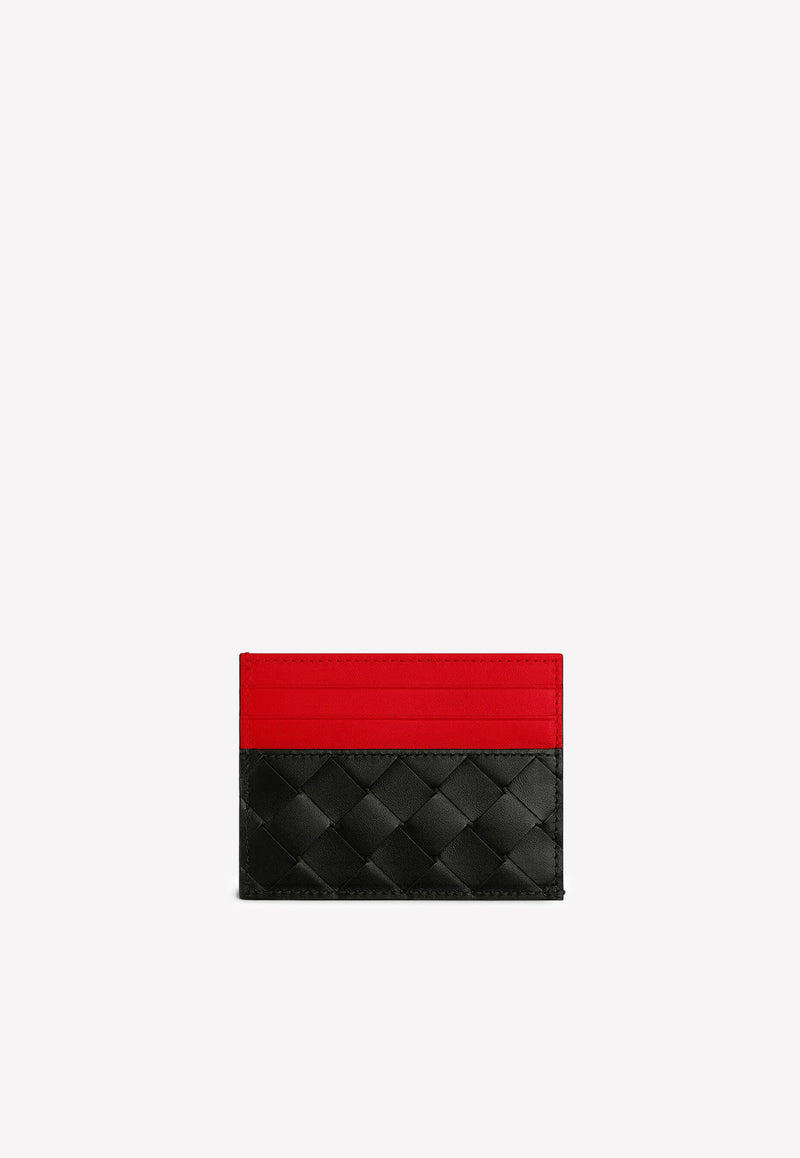 Bottega Veneta Intrecciato Leather Two-Tone Cardholder Black 635057VCPQ5 1126