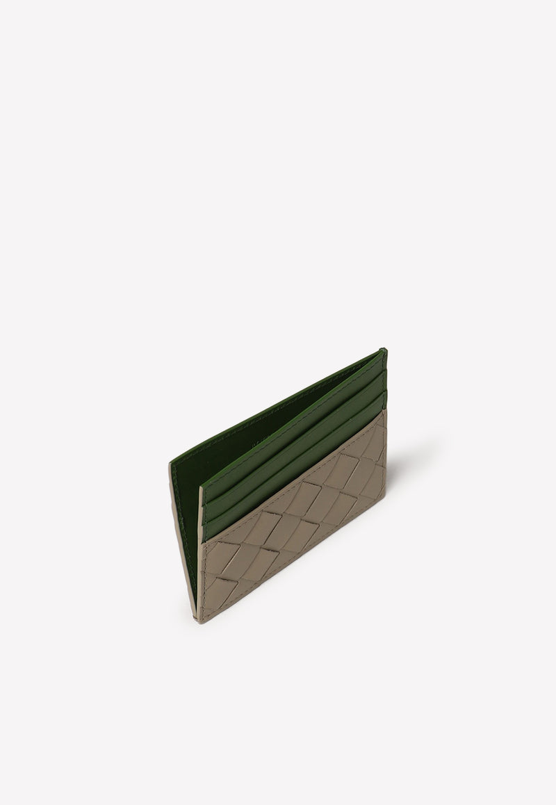 Bottega Veneta Intrecciato Leather Two-Tone Cardholder Taupe 635057VCPQ5 1530