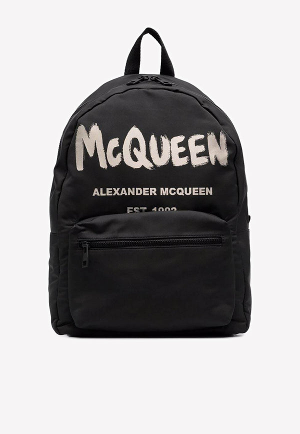 Alexander McQueen Metropolitan Graffiti Print Backpack 6464571AABW1073 Black