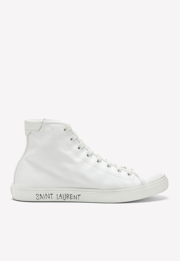 Saint Laurent Malibu High-Top Sneakers in Leather 64924900NG0/L_YSL-9030 White
