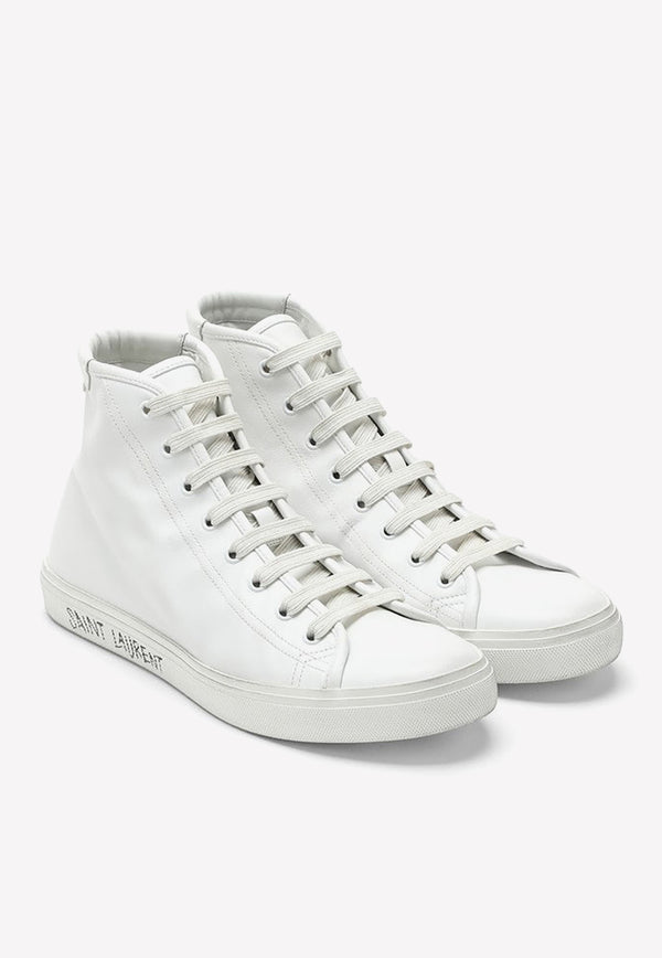 Saint Laurent Malibu High-Top Sneakers in Leather 64924900NG0/L_YSL-9030 White
