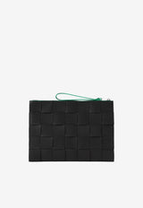 Bottega Veneta Intrecciato Leather Zipped Pouch Bag Black 649616V1Q74 1045