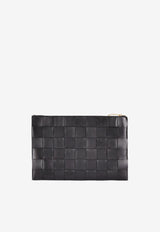 Bottega Veneta Large Intreccio Leather Pouch Bag Black 651409VCQC1 8425