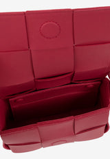 Bottega Veneta Candy Cassette Mini Crossbody Bag in Intreccio Leather Cranberry 666688VMAY1 6419
