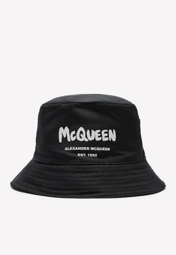 Alexander McQueen Logo Print Bucket Hat 6677794404Q/L Black