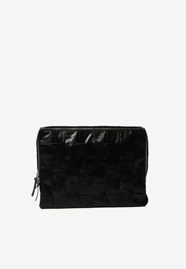 Bottega Veneta Intrecciato Leather Clutch Bag Black 680388VCQ71 8803
