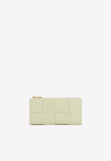 Bottega Veneta Bi-Fold Zip Wallet in Intrecciato Calf Leather Lemon Washed 681011VCQC1 9412
