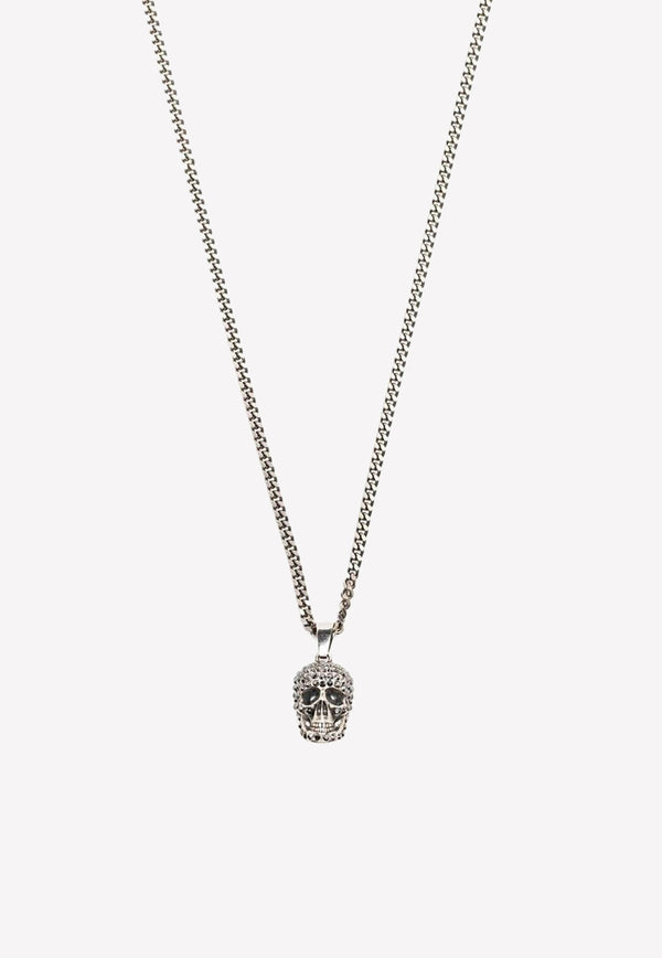 Alexander McQueen Crystal-Embellished Skull Necklace Silver 689415I94VY1572