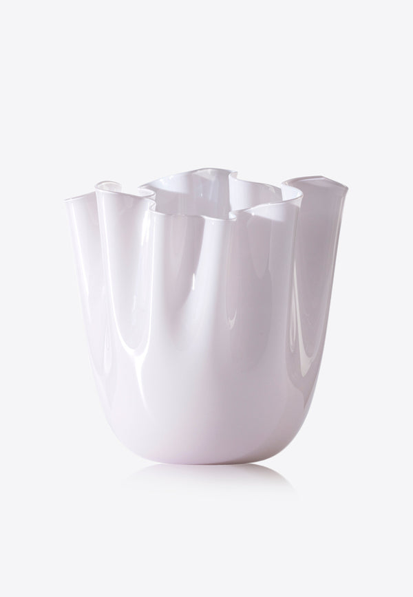 Venini Medium Fazzoletto Opalini Glass Vase White 700.02 RC/LA/RC