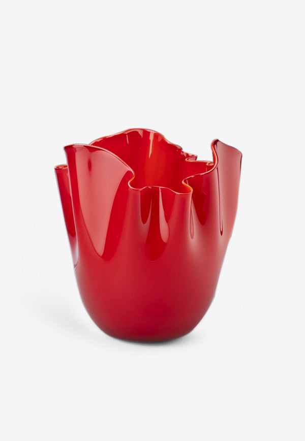 Venini Medium Fazzoletto Opalini Glass Vase Red 700.02 RV