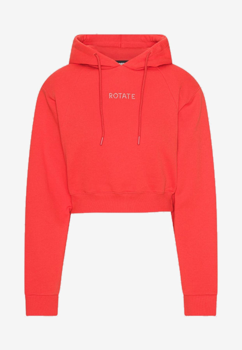 ROTATE Sunday Crystal Logo Cropped Hoodie 7002921030RED