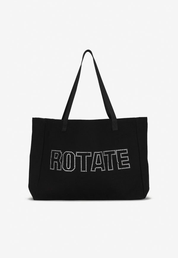 ROTATE Sunday Crystal Logo Canvas Tote Bag 700328100BLACK