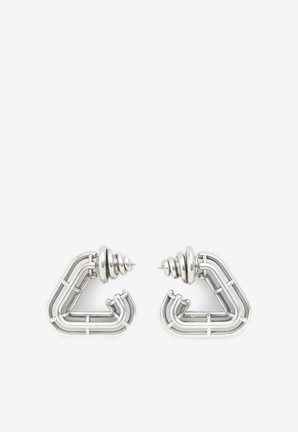 Bottega Veneta Triangular Silver Hoop Earrings Silver 707588V5070 8117