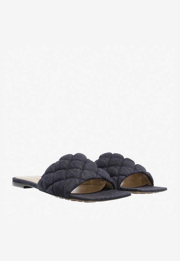 Bottega Veneta Padded Flat Sandals in Quilted Denim Indigo 708906V26M0 4245