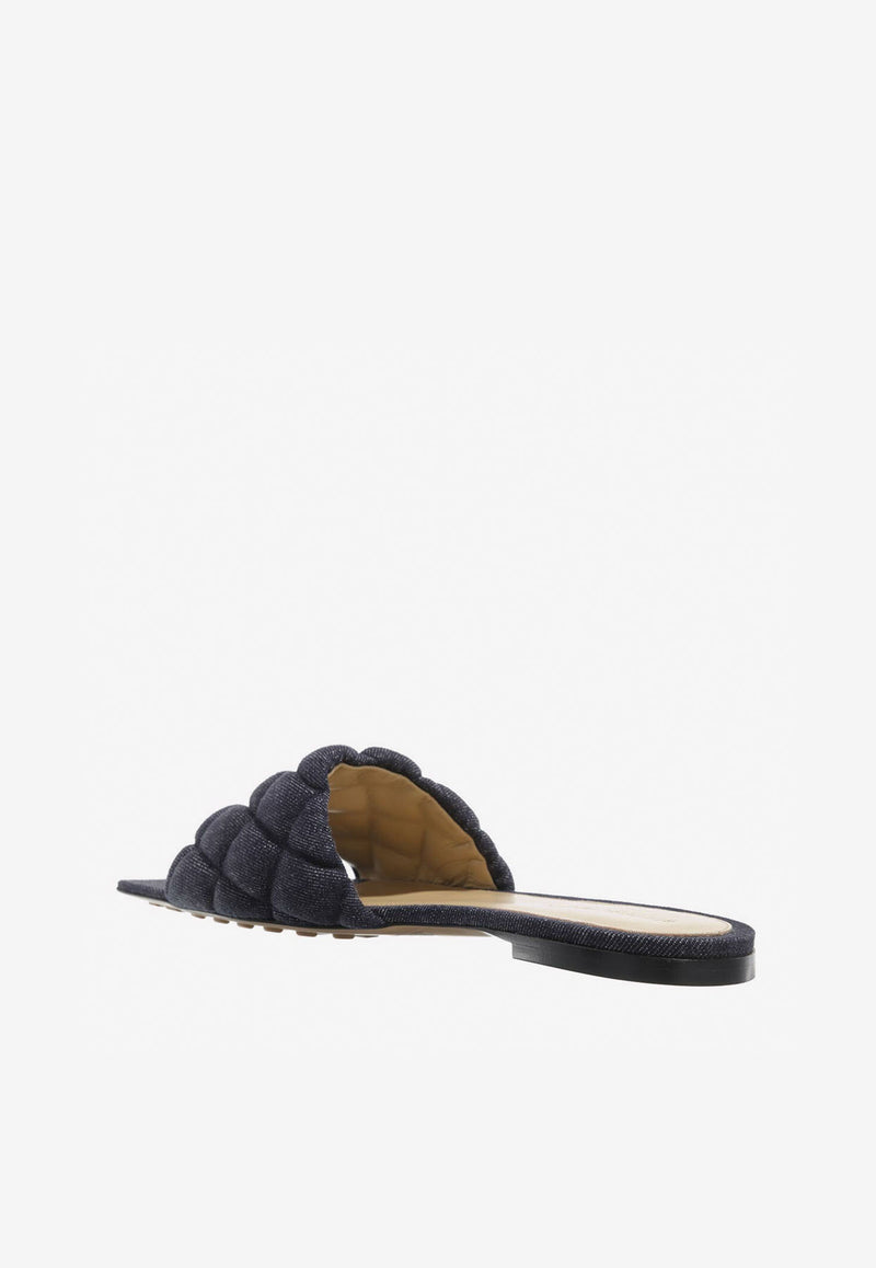 Bottega Veneta Padded Flat Sandals in Quilted Denim Indigo 708906V26M0 4245