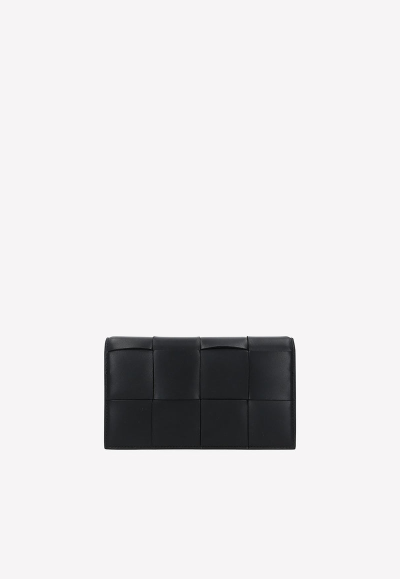 Bottega Veneta Wallet on Strap in Intreccio Leather Black 715579VCQC4 8425