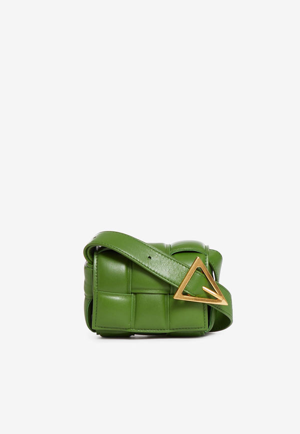 Bottega Veneta Mini Padded Cassette Shoulder Bag in Intreccio Leather 716648VCQR1 3141 Green