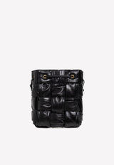 Bottega Veneta Small Cassette Bucket Bag in Plisse Intreccio Leather Black 717187V2FY3 8425