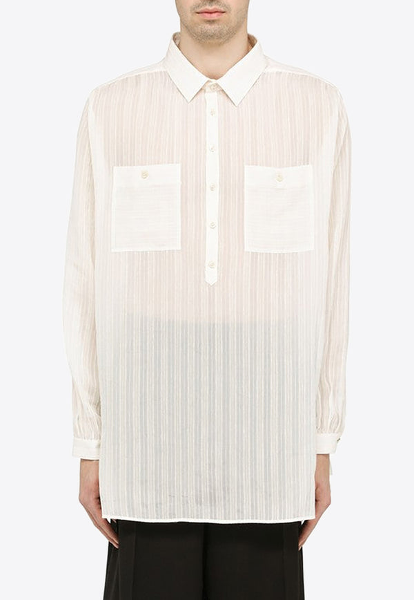Saint Laurent Long-Sleeved Shirt with Pockets White 723220Y2G18/M_YSL-9601